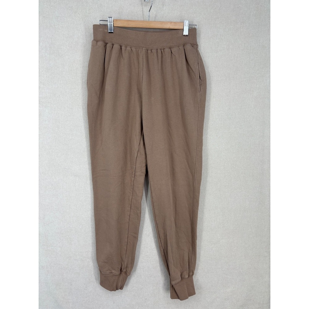Good American Sweat Pants Womens L 3 Brown Cotton Terry Joggers Pull On Pockets